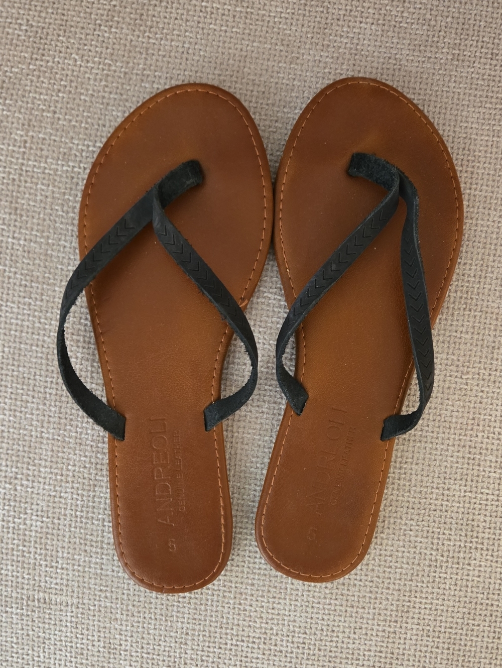 Women’s Brown Footbed Sandals with Black Straps